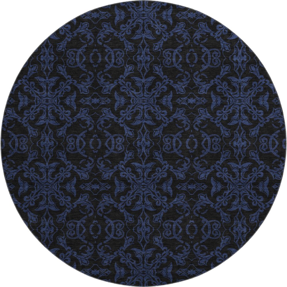 Premium Machine Washable Mayfield AMF785 Blue 8' x 8' Round Rug. Picture 1