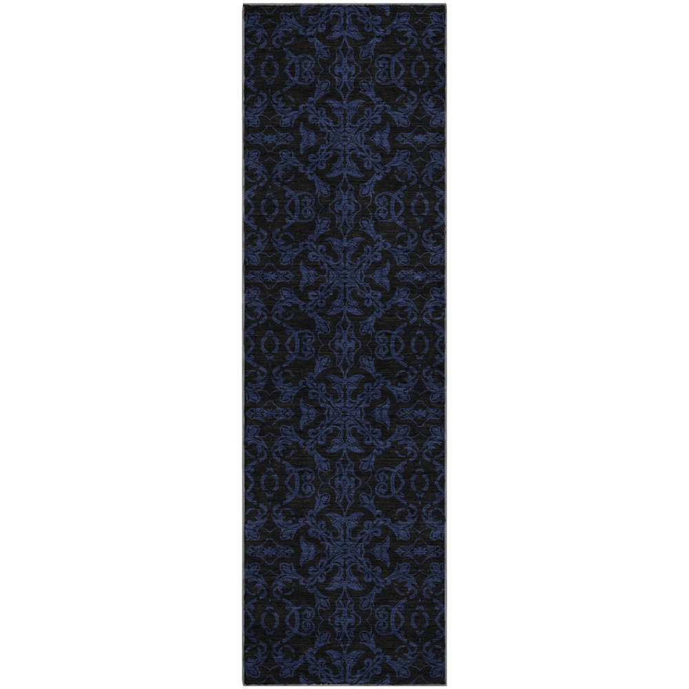 Premium Machine Washable Mayfield AMF785 Blue 2'3" x 7'6" Runner Rug. Picture 1