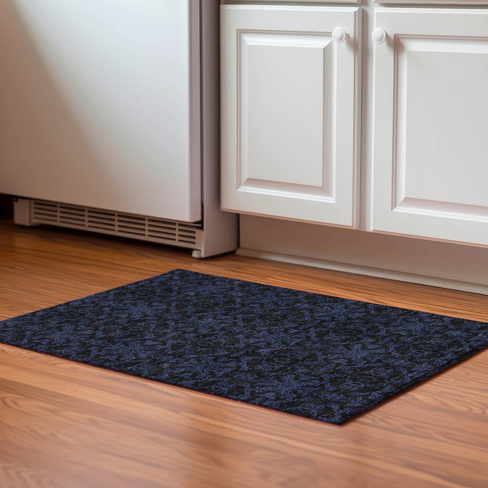 Premium Machine Washable Mayfield AMF785 Blue 1'8" x 2'6" Rug. Picture 5