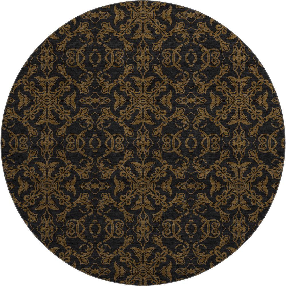 Premium Machine Washable Mayfield AMF785 Brown 8' x 8' Round Rug. Picture 1