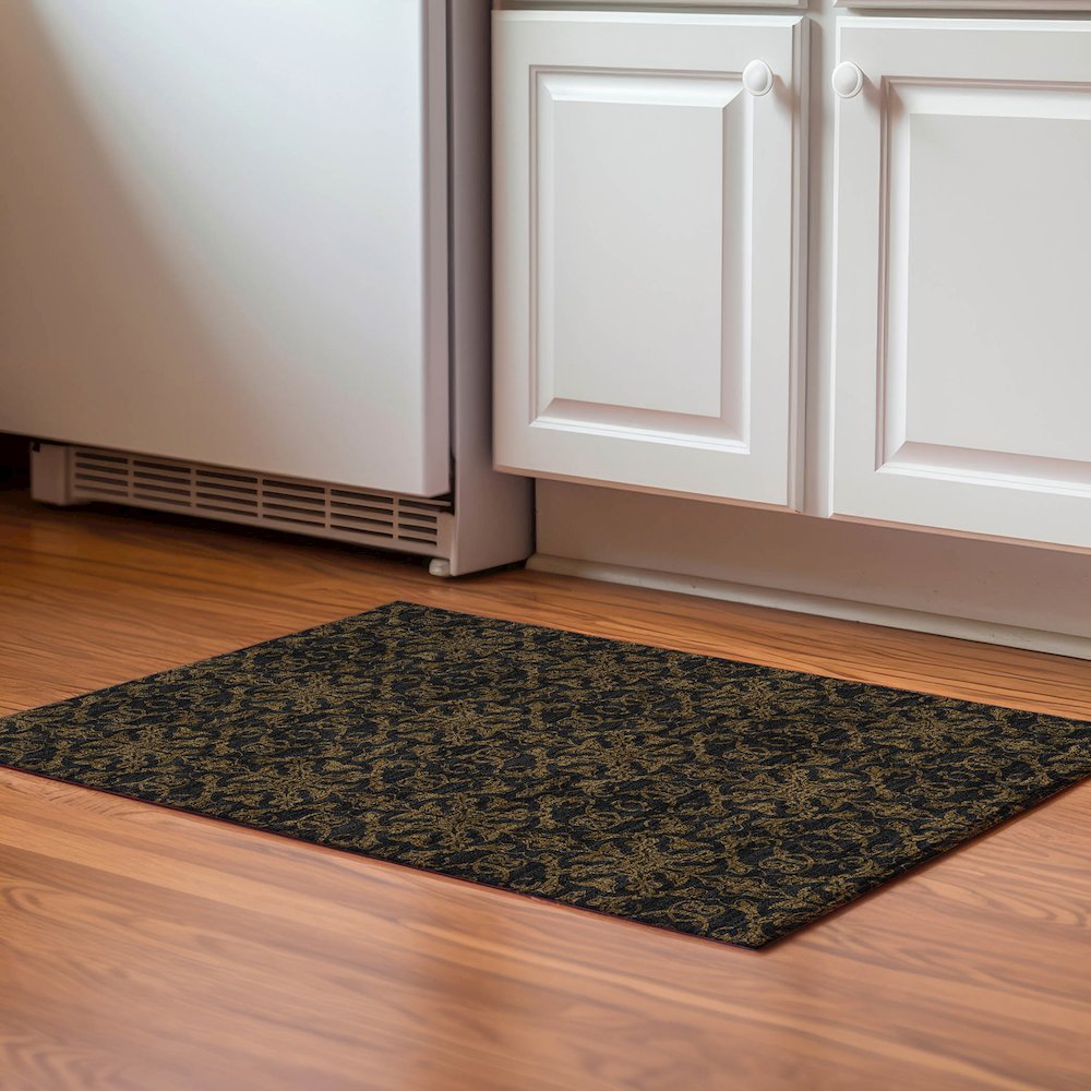Premium Machine Washable Mayfield AMF785 Brown 1'8" x 2'6" Rug. Picture 5