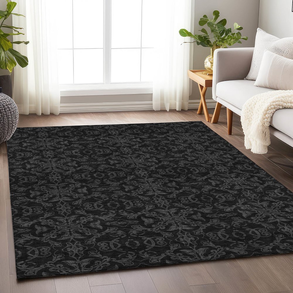 Premium Machine Washable Mayfield AMF785 Gray 2'6" x 3'10" Rug. Picture 6
