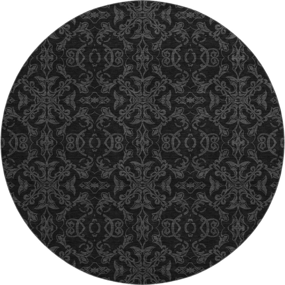 Premium Machine Washable Mayfield AMF785 Gray 8' x 8' Round Rug. Picture 1