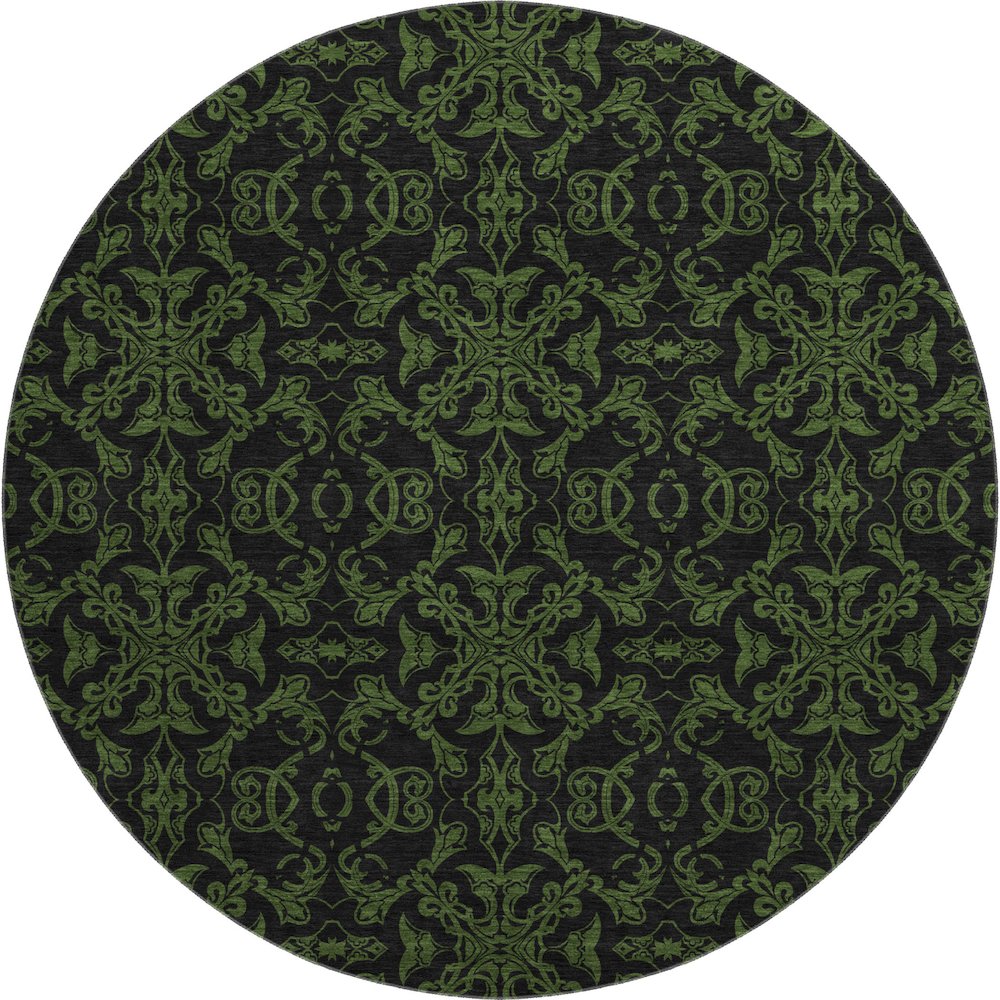 Premium Machine Washable Mayfield AMF785 Olive 8' x 8' Round Rug. Picture 1