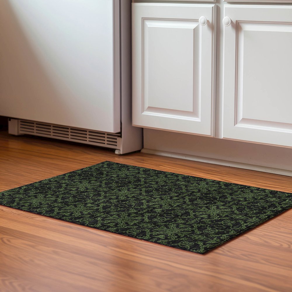 Premium Machine Washable Mayfield AMF785 Olive 1'8" x 2'6" Rug. Picture 5