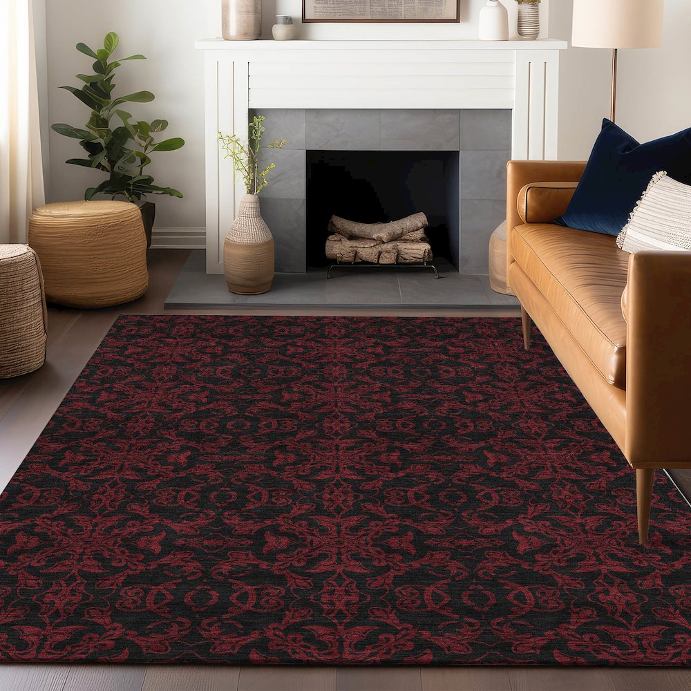 Premium Machine Washable Mayfield AMF785 Red 2'6" x 3'10" Rug. Picture 6