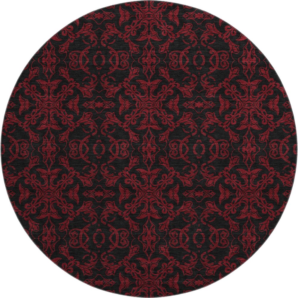 Premium Machine Washable Mayfield AMF785 Red 8' x 8' Round Rug. Picture 1
