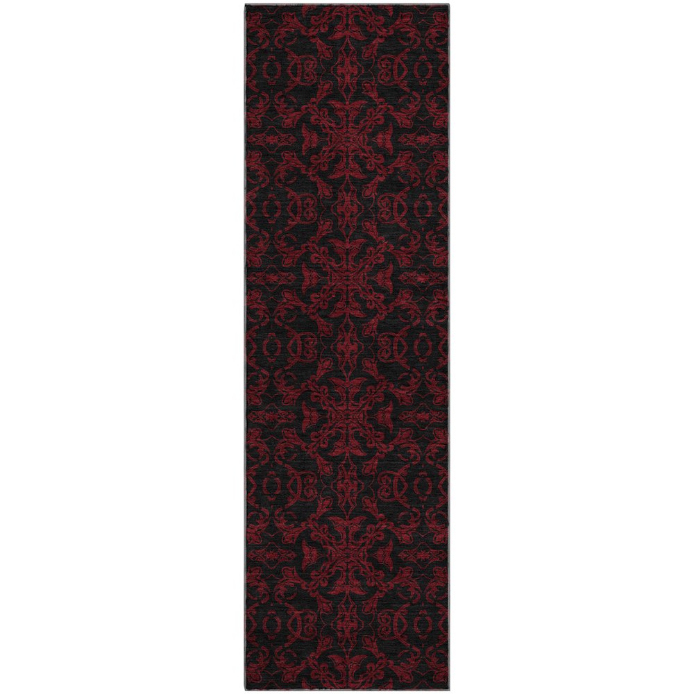 Premium Machine Washable Mayfield AMF785 Red 2'3" x 7'6" Runner Rug. Picture 1