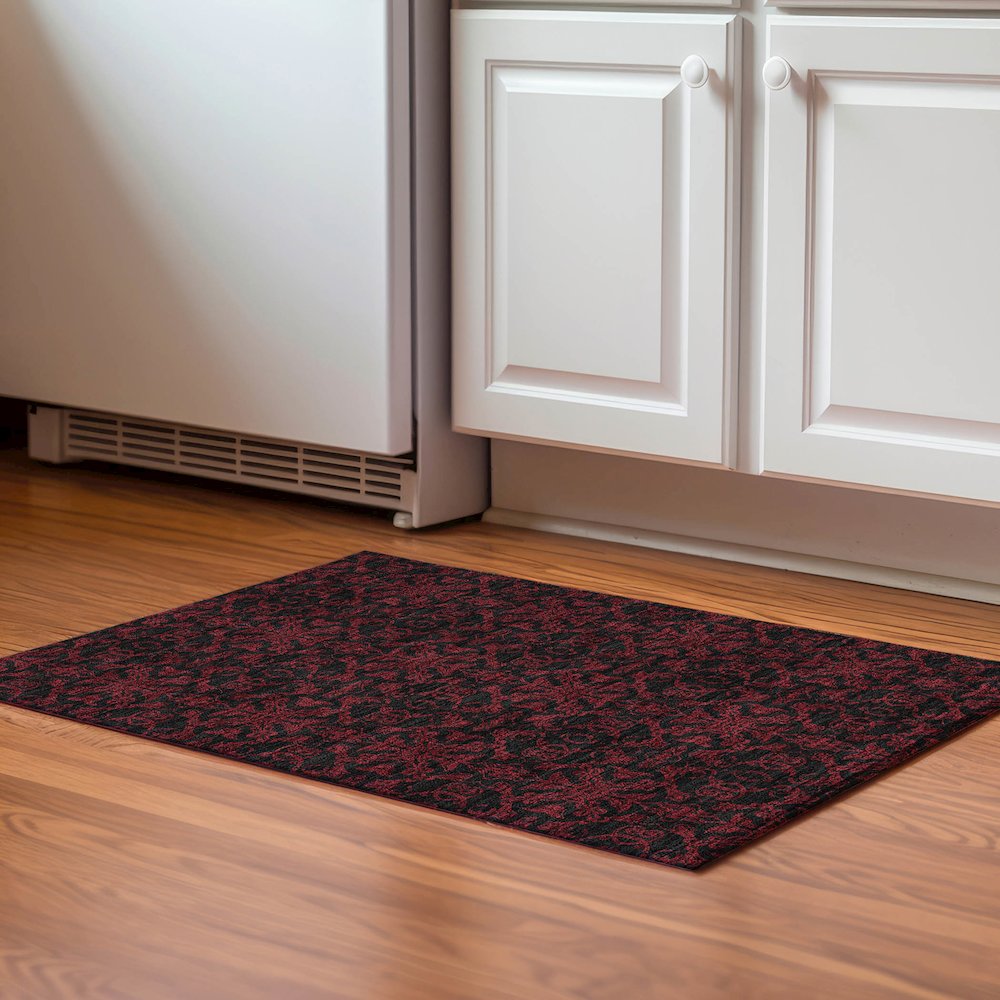 Premium Machine Washable Mayfield AMF785 Red 1'8" x 2'6" Rug. Picture 5