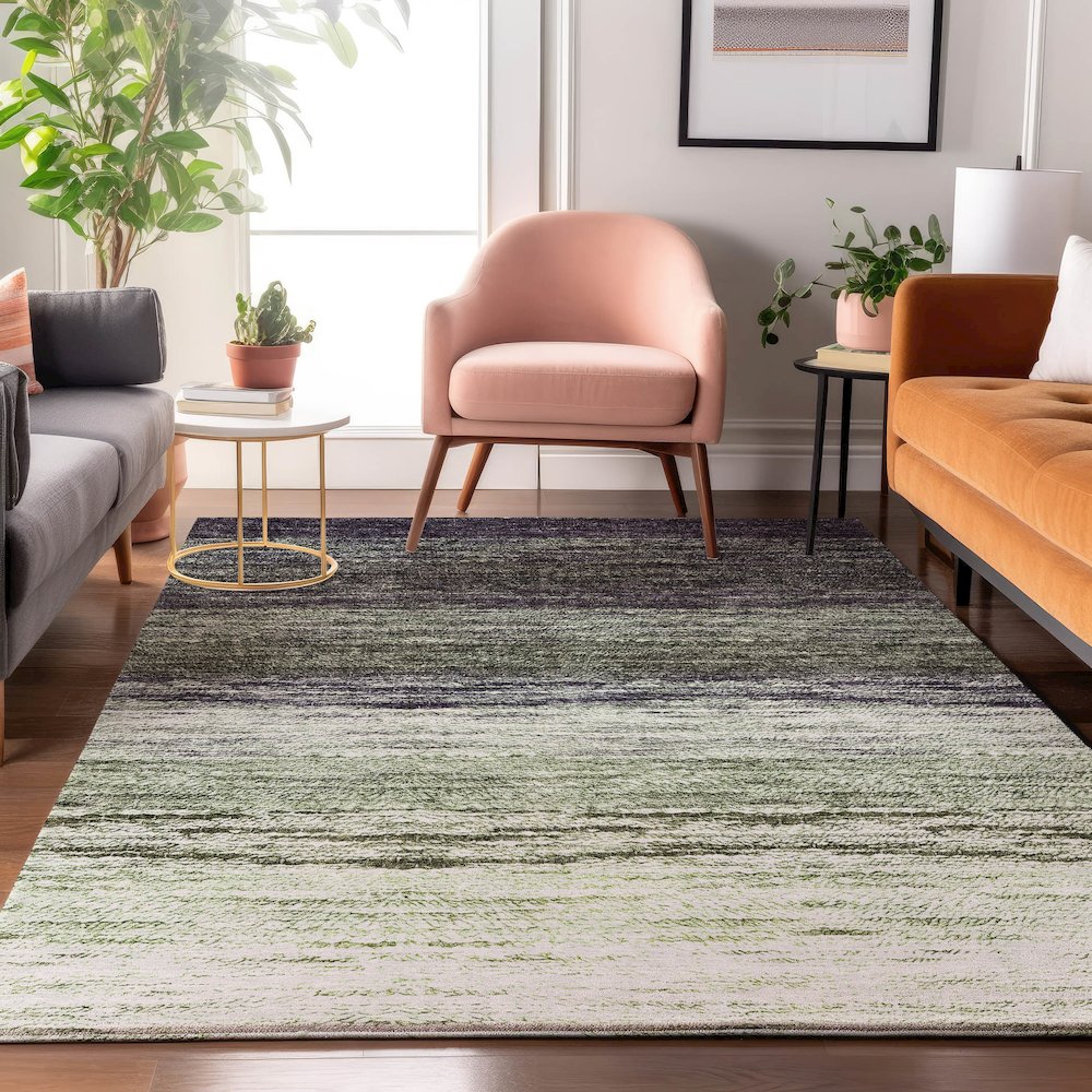 Premium Machine Washable Mayfield AMF786 Green 2'6" x 3'10" Rug. Picture 5