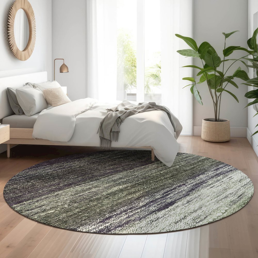 Premium Machine Washable Mayfield AMF786 Green 8' x 8' Round Rug. Picture 5