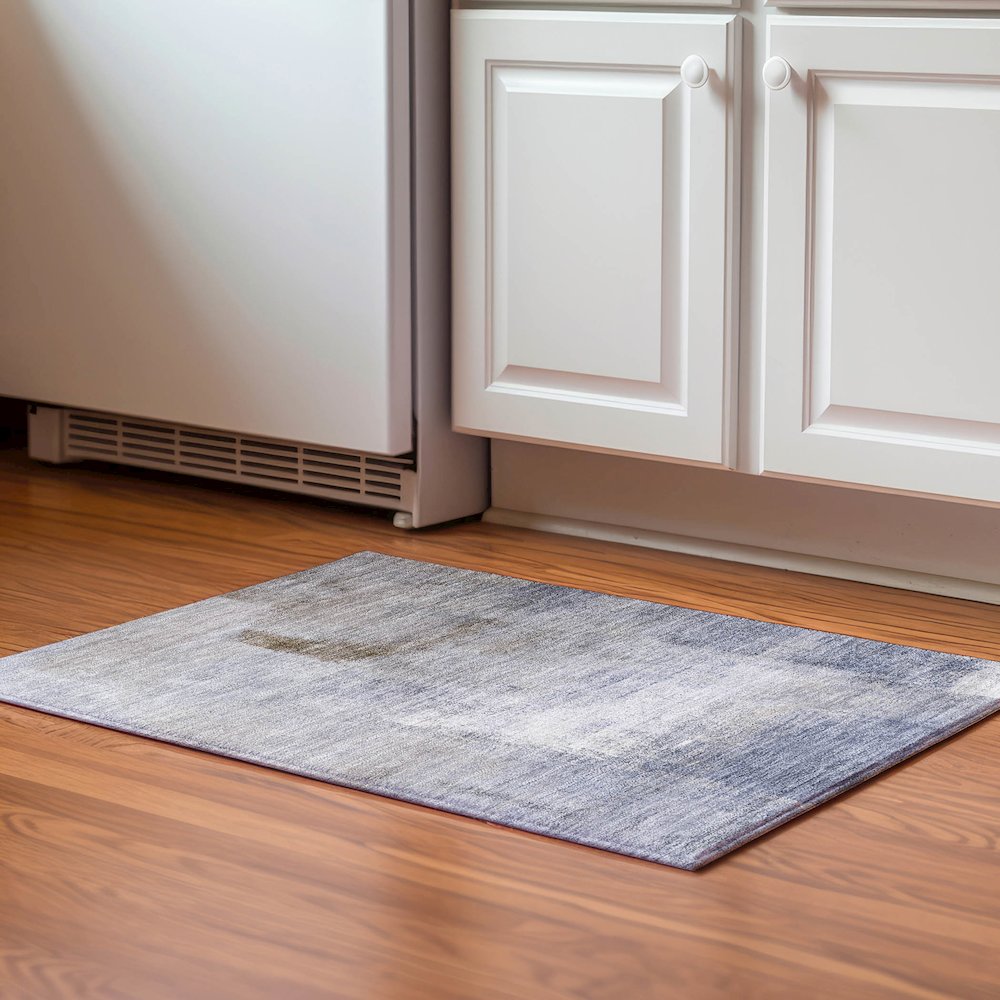 Premium Machine Washable Mayfield AMF787 Blue 1'8" x 2'6" Rug. Picture 5