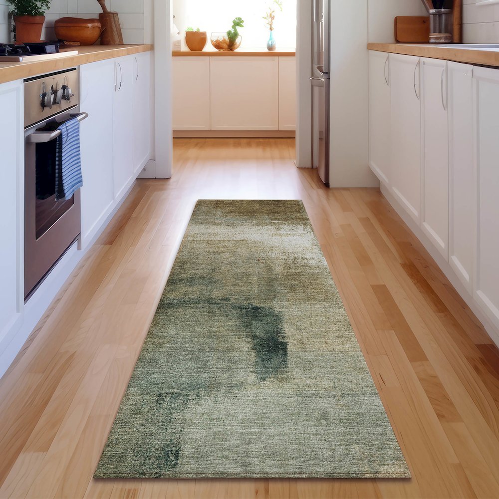 Premium Machine Washable Mayfield AMF787 Brown 2'3" x 7'6" Runner Rug. Picture 5