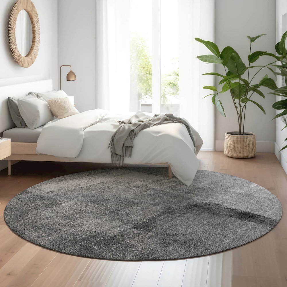 Premium Machine Washable Mayfield AMF787 Gray 8' x 8' Round Rug. Picture 5
