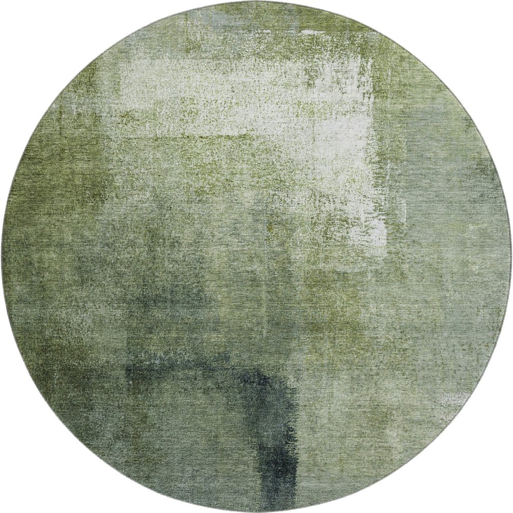 Premium Machine Washable Mayfield AMF787 Green 8' x 8' Round Rug. Picture 1