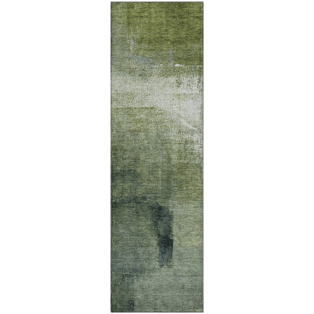 Premium Machine Washable Mayfield AMF787 Green 2'3" x 7'6" Runner Rug. Picture 1