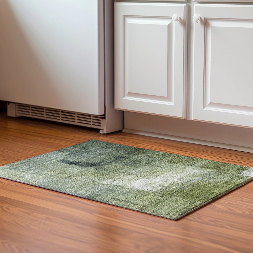 Premium Machine Washable Mayfield AMF787 Green 1'8" x 2'6" Rug. Picture 5