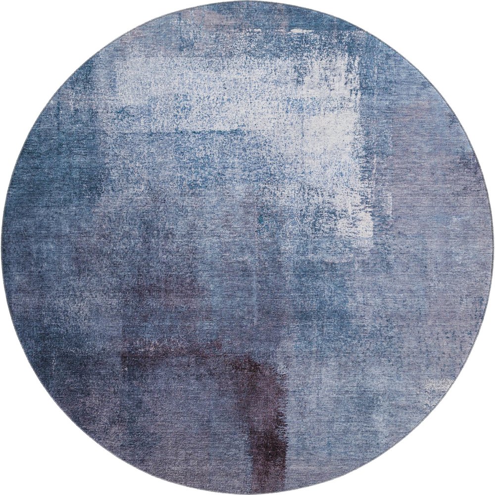 Premium Machine Washable Mayfield AMF787 Navy 8' x 8' Round Rug. Picture 1