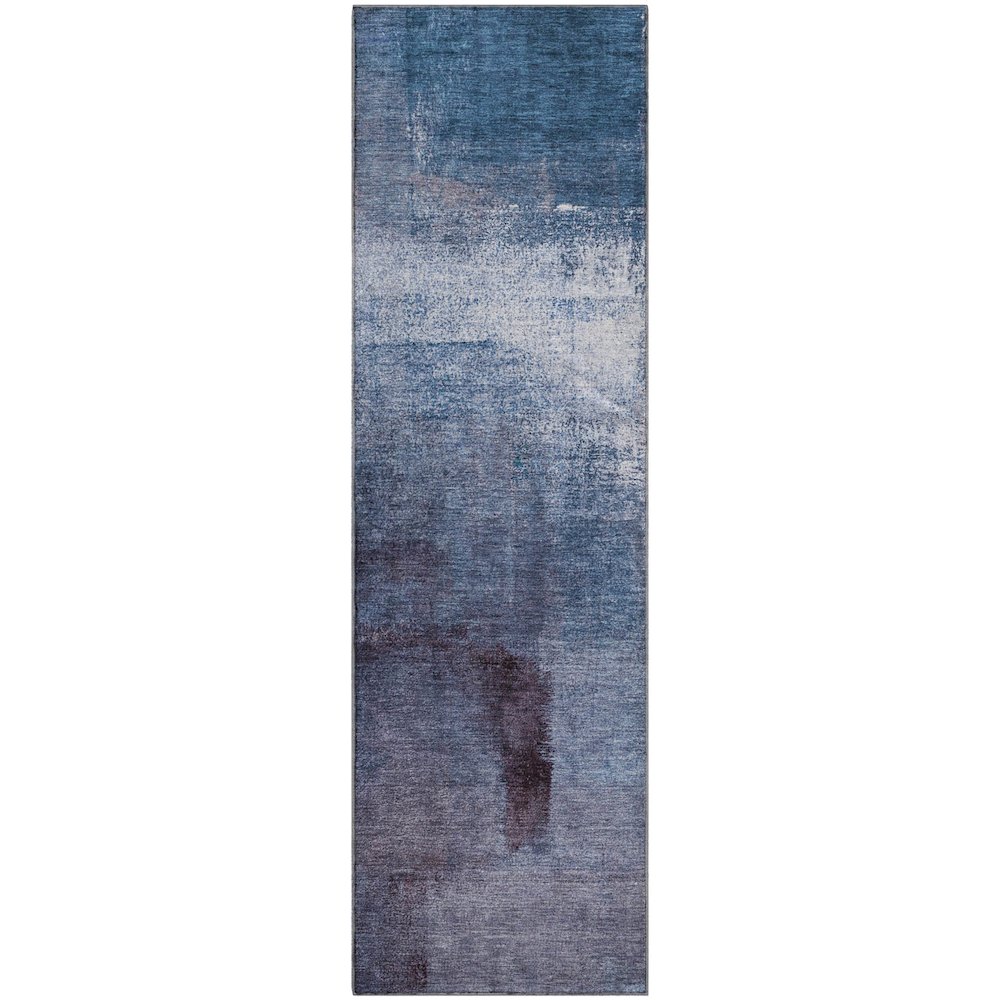 Premium Machine Washable Mayfield AMF787 Navy 2'3" x 7'6" Runner Rug. Picture 1