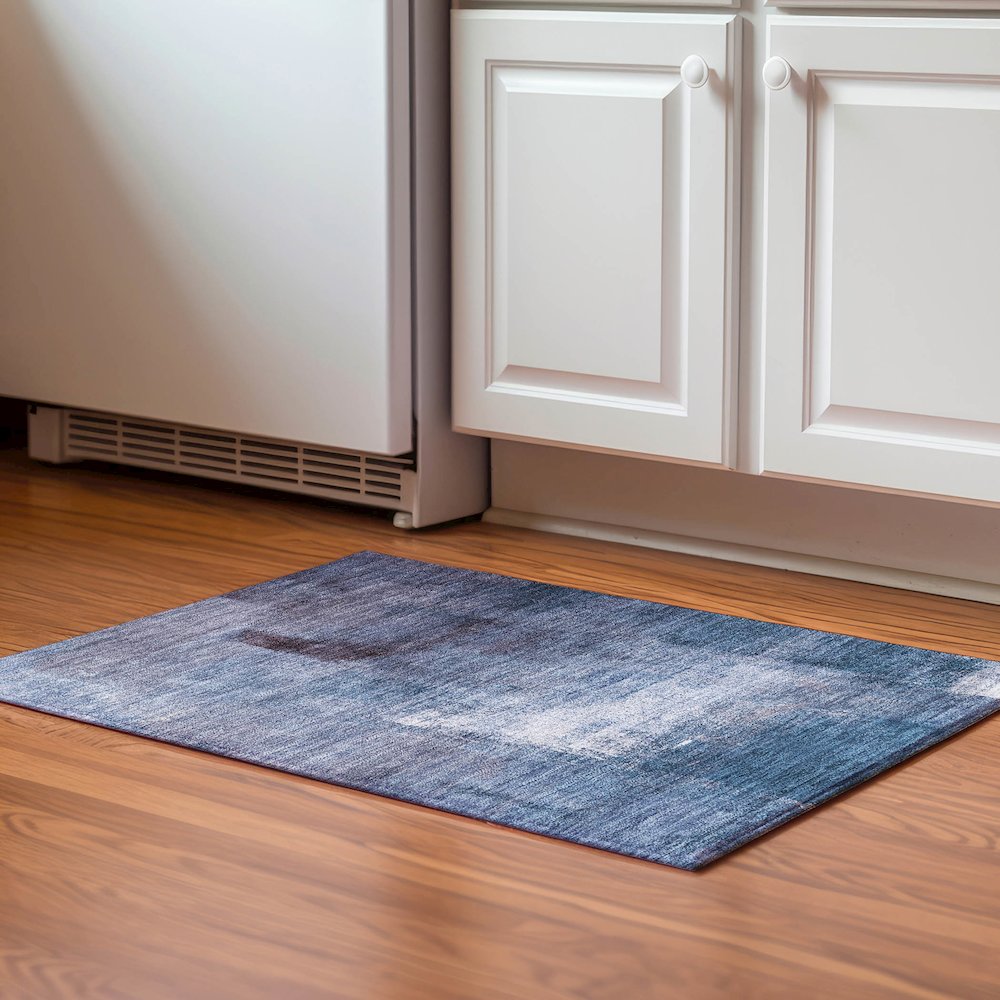 Premium Machine Washable Mayfield AMF787 Navy 1'8" x 2'6" Rug. Picture 5