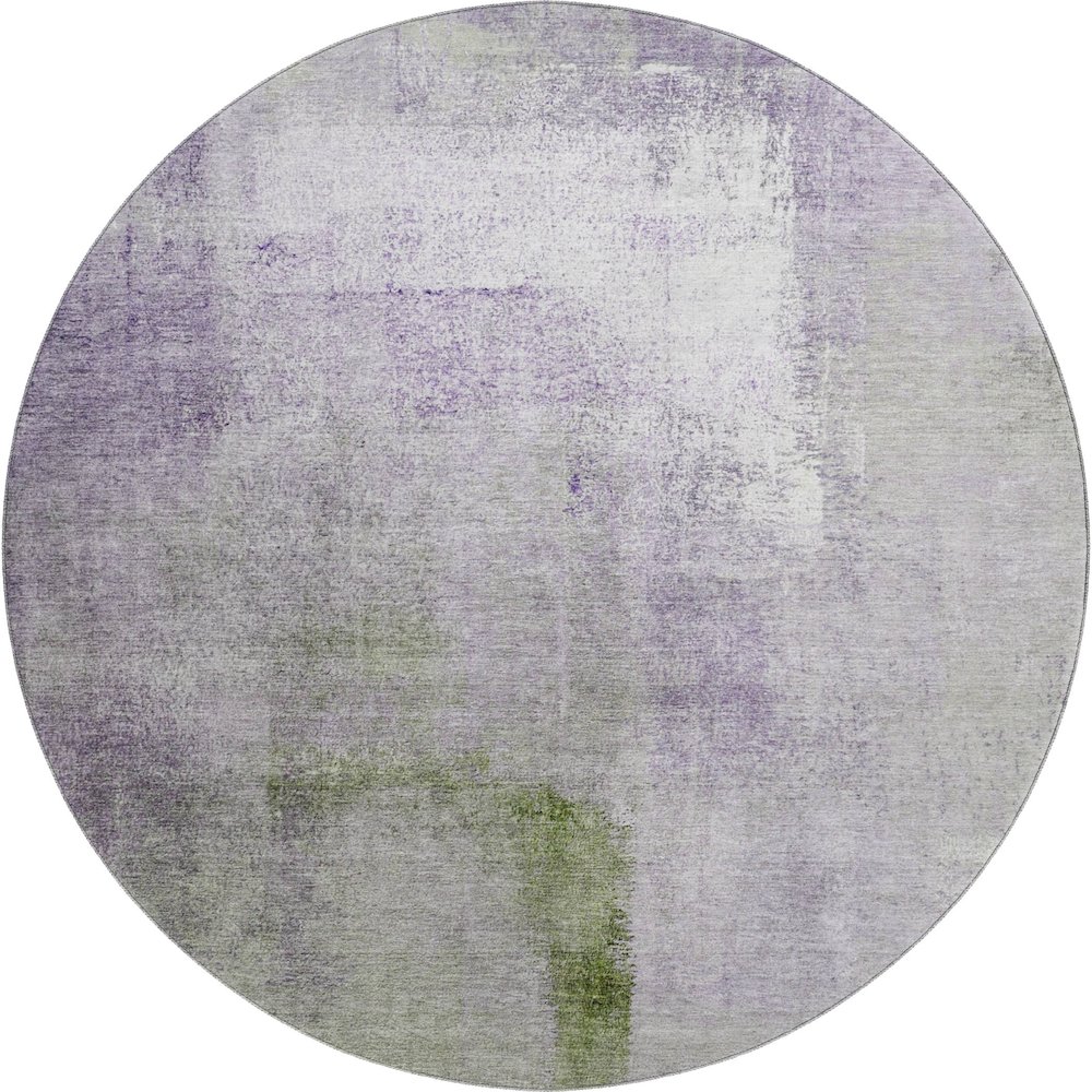 Premium Machine Washable Mayfield AMF787 Purple 8' x 8' Round Rug. Picture 1