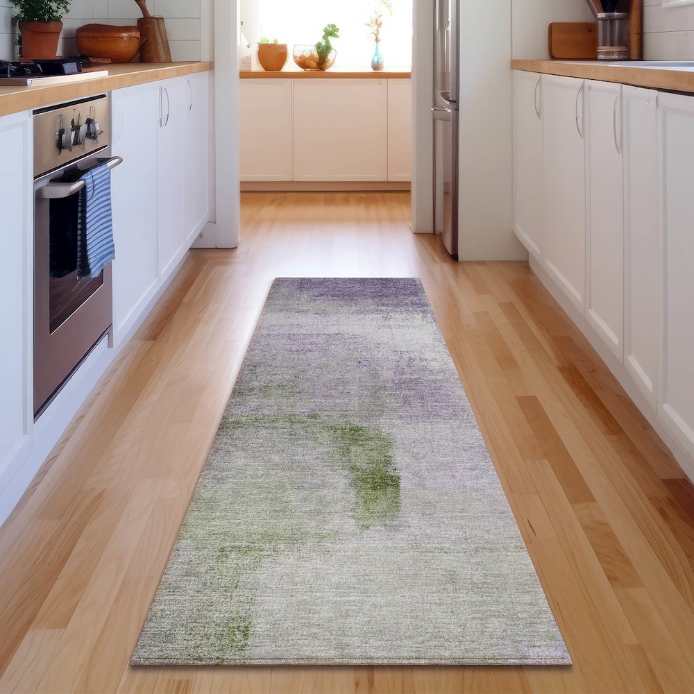 Premium Machine Washable Mayfield AMF787 Purple 2'3" x 7'6" Runner Rug. Picture 5