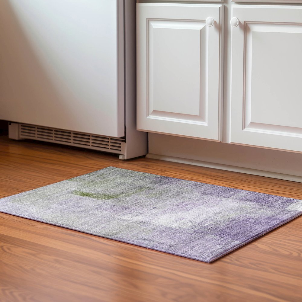 Premium Machine Washable Mayfield AMF787 Purple 1'8" x 2'6" Rug. Picture 5