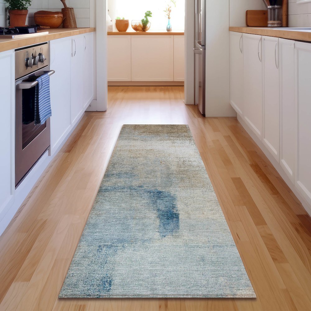 Premium Machine Washable Mayfield AMF787 Taupe 2'3" x 7'6" Runner Rug. Picture 5