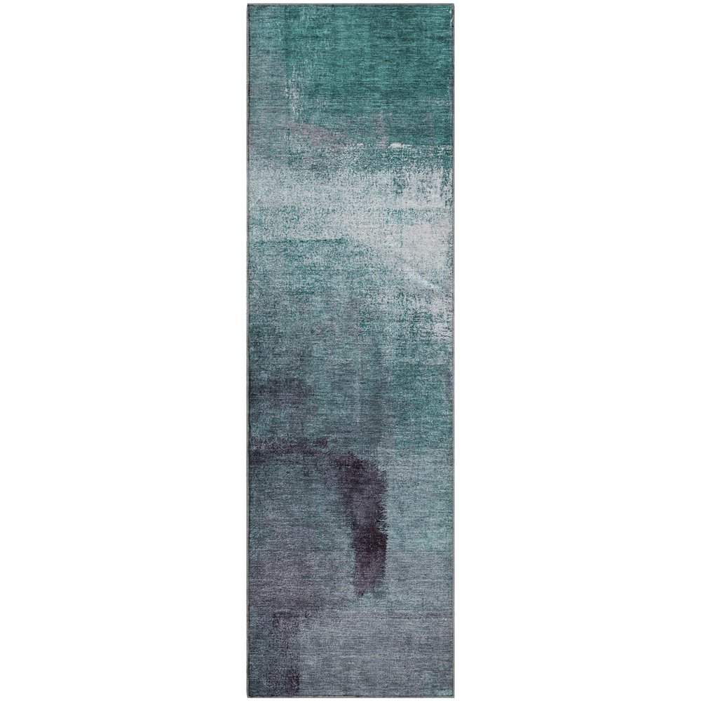 Premium Machine Washable Mayfield AMF787 Teal 2'3" x 7'6" Runner Rug. Picture 1