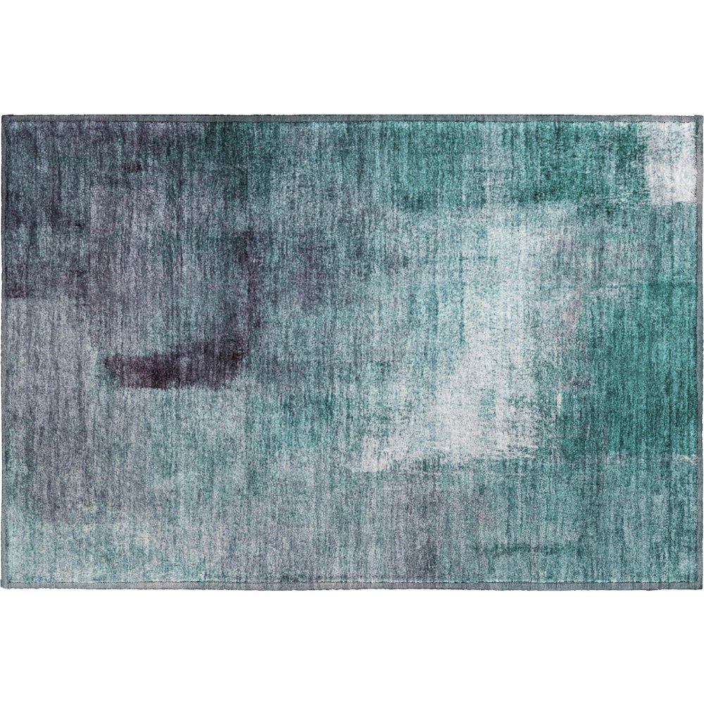 Premium Machine Washable Mayfield AMF787 Teal 1'8" x 2'6" Rug. Picture 1