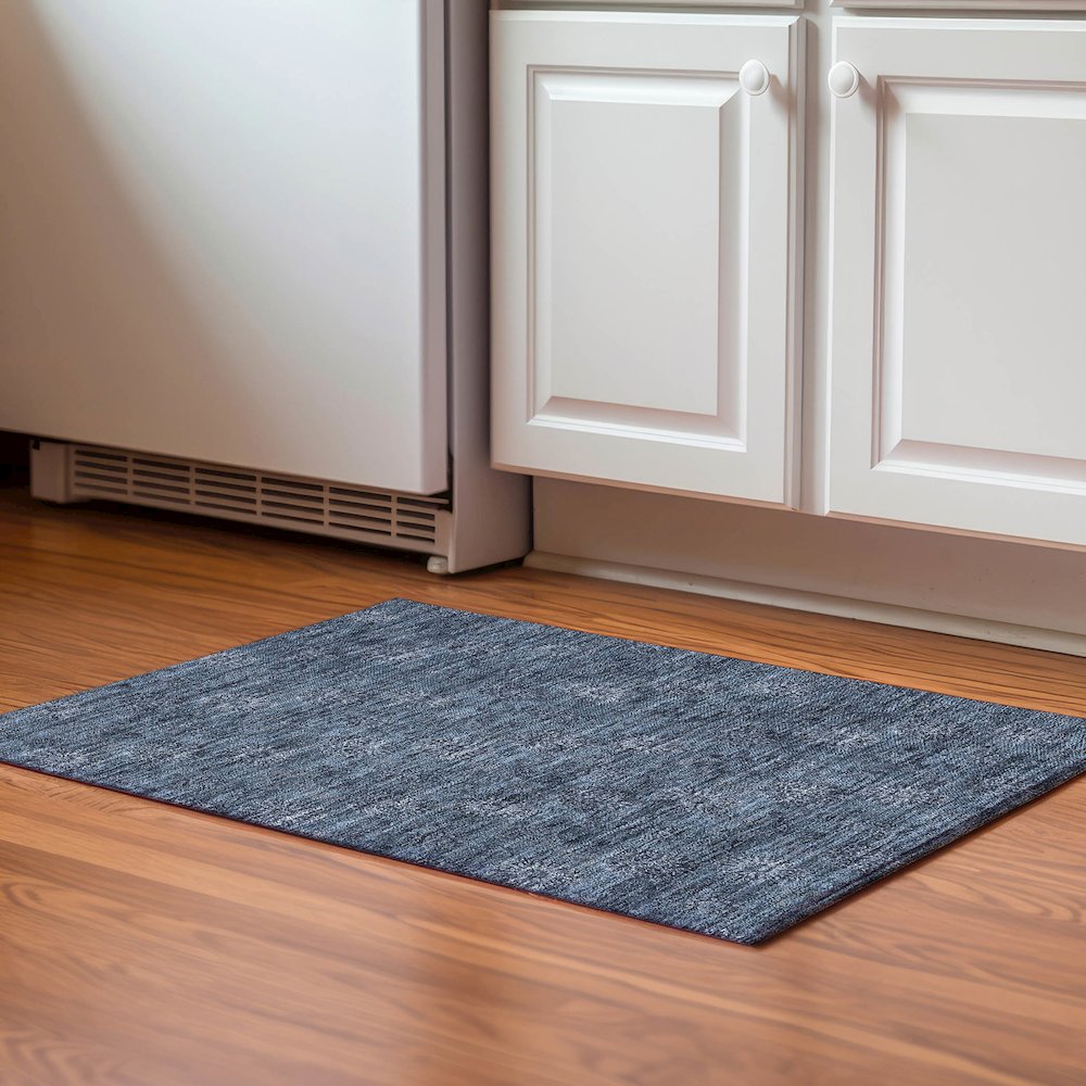 Premium Machine Washable Mayfield AMF788 Blue 1'8" x 2'6" Rug. Picture 5