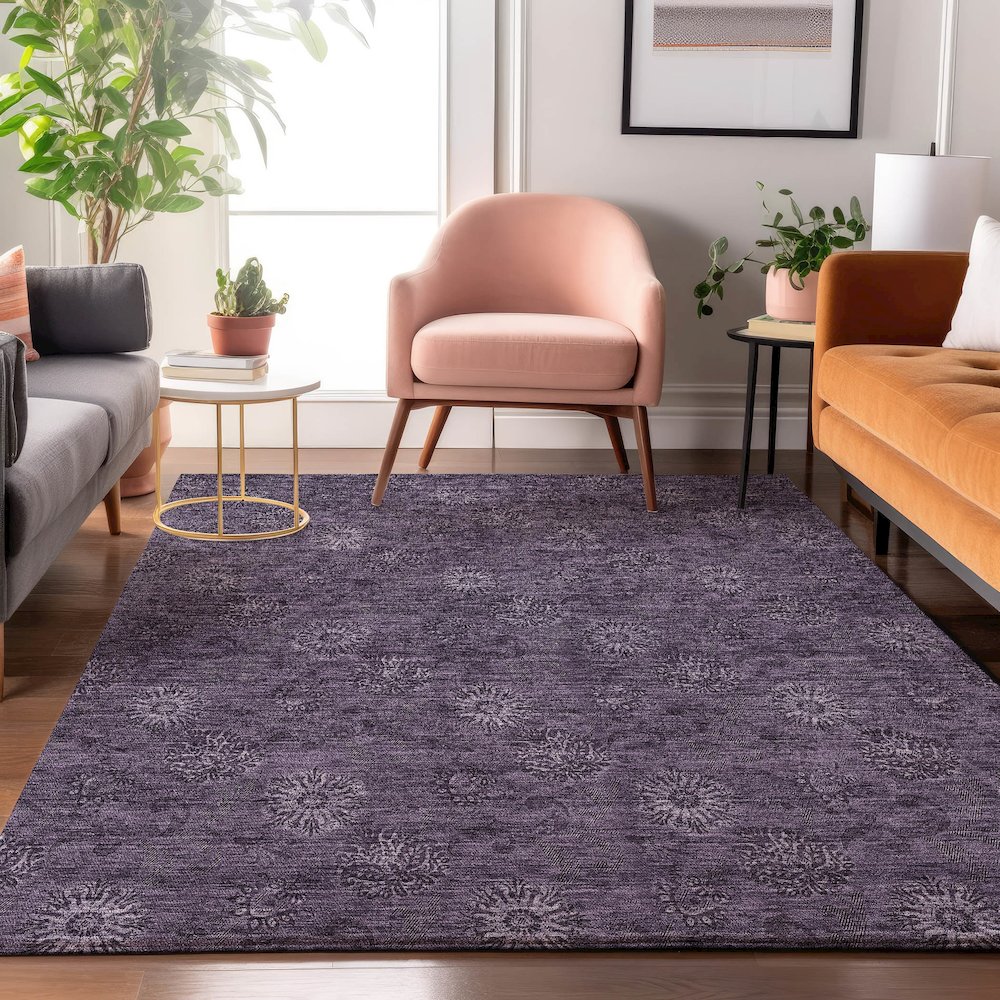 Premium Machine Washable Mayfield AMF788 Eggplant 2'6" x 3'10" Rug. Picture 5