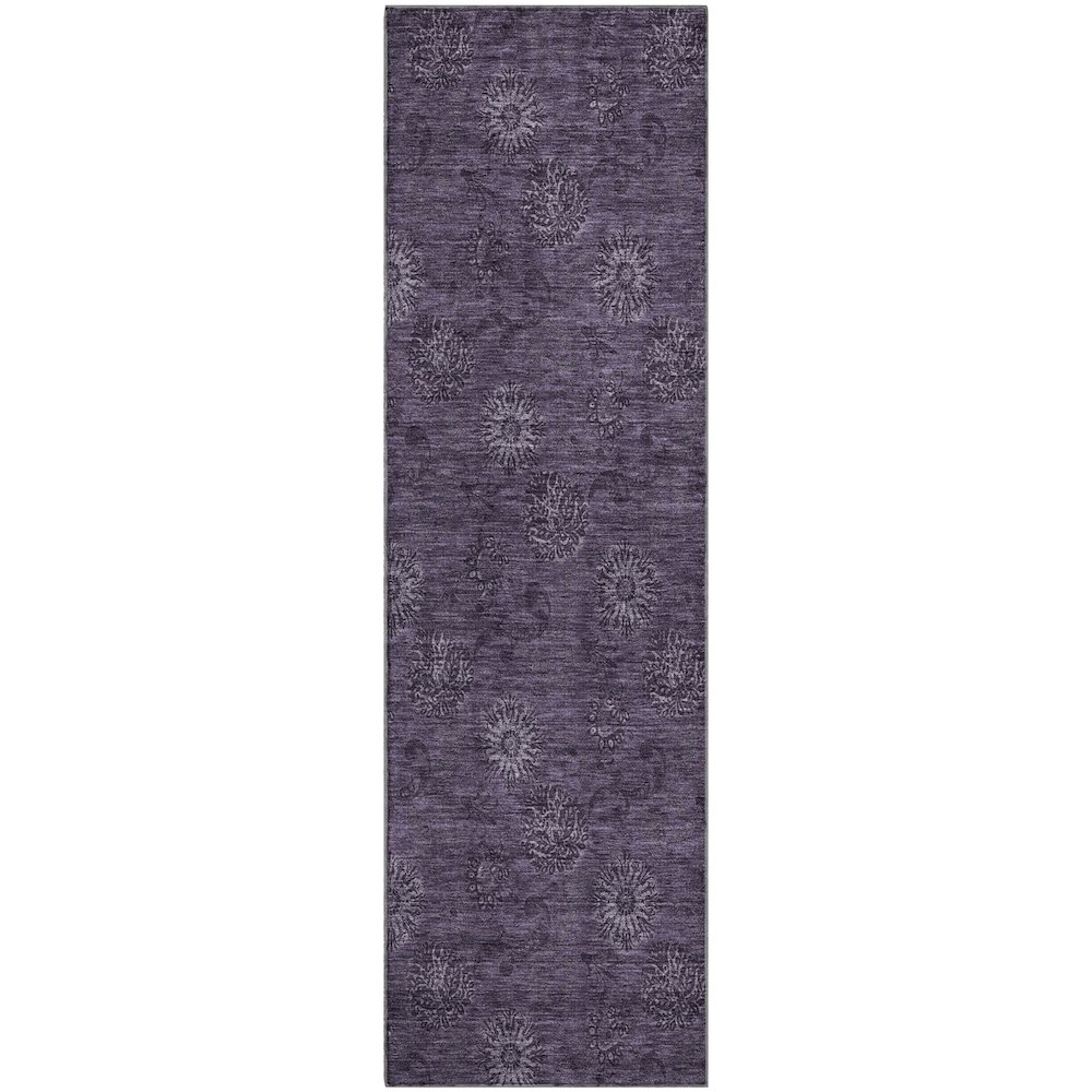 Premium Machine Washable Mayfield AMF788 Eggplant 2'3" x 7'6" Runner Rug. Picture 1