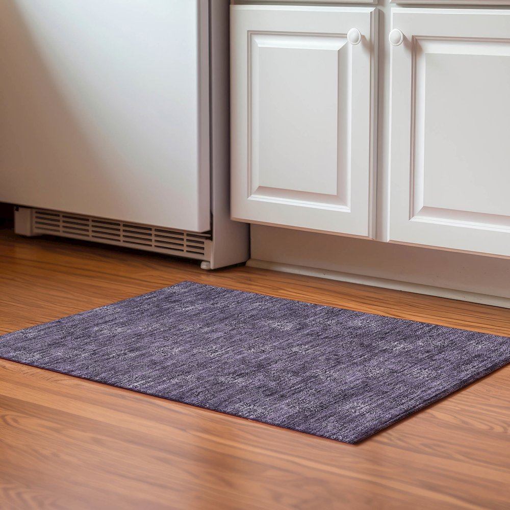Premium Machine Washable Mayfield AMF788 Eggplant 1'8" x 2'6" Rug. Picture 5
