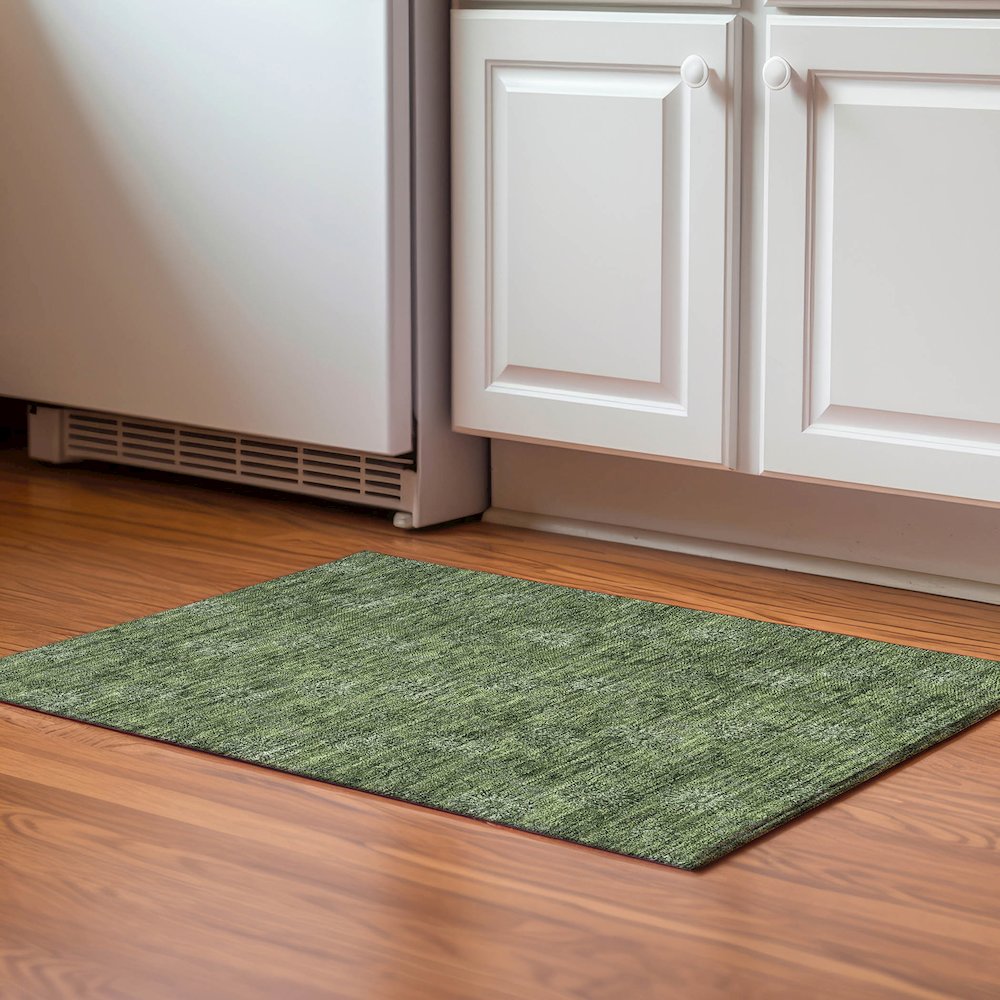 Premium Machine Washable Mayfield AMF788 Olive 1'8" x 2'6" Rug. Picture 5