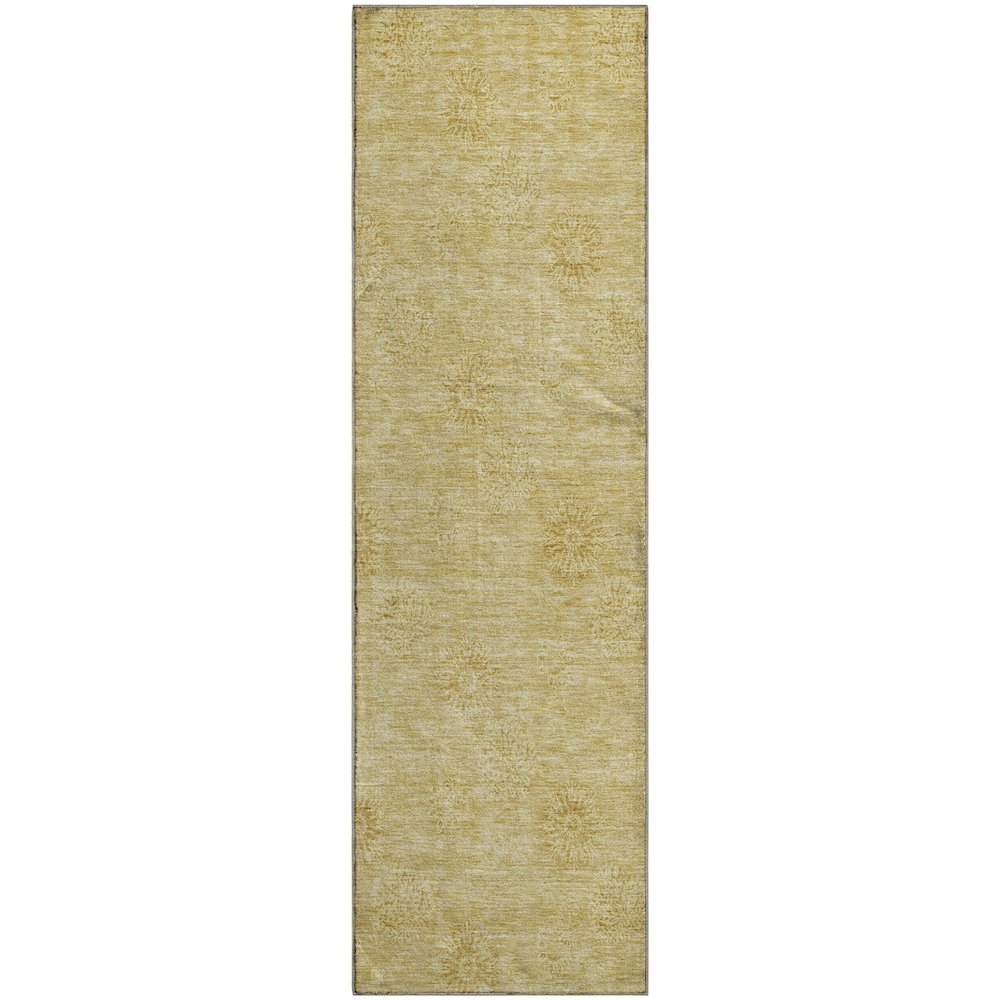 Premium Machine Washable Mayfield AMF789 Gold 2'3" x 7'6" Runner Rug. Picture 1