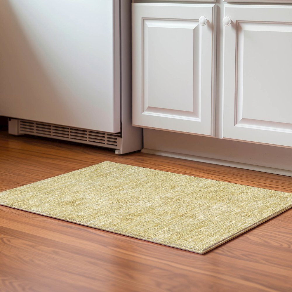 Premium Machine Washable Mayfield AMF789 Gold 1'8" x 2'6" Rug. Picture 5