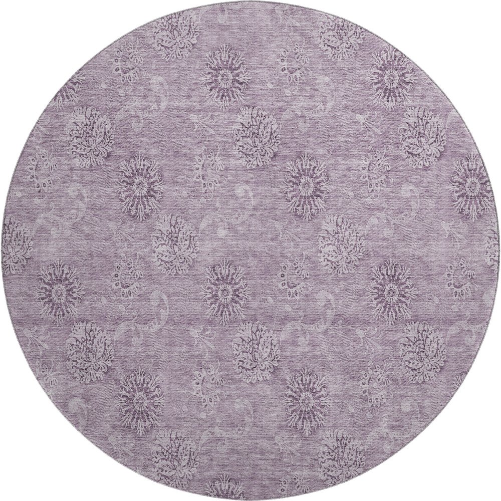 Premium Machine Washable Mayfield AMF789 Plum 8' x 8' Round Rug. Picture 1