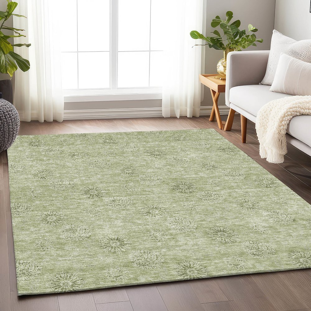 Premium Machine Washable Mayfield AMF789 Sage 2'6" x 3'10" Rug. Picture 6