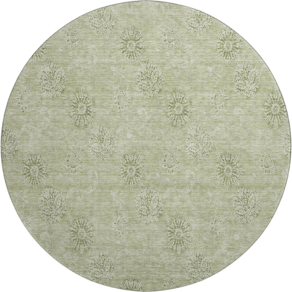 Premium Machine Washable Mayfield AMF789 Sage 8' x 8' Round Rug. Picture 1