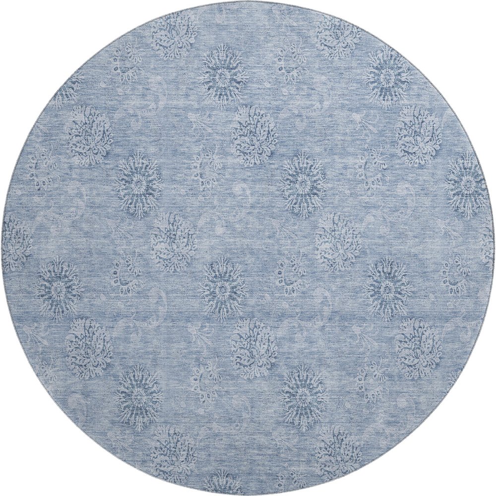 Premium Machine Washable Mayfield AMF789 Sky 8' x 8' Round Rug. Picture 1