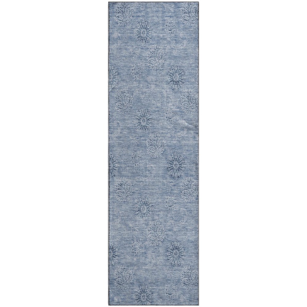 Premium Machine Washable Mayfield AMF789 Sky 2'3" x 7'6" Runner Rug. Picture 1