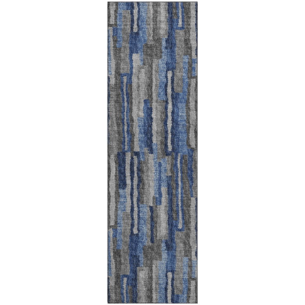 Premium Machine Washable Mayfield  Blue 2'3" x 7'6" Runner Rug. Picture 1