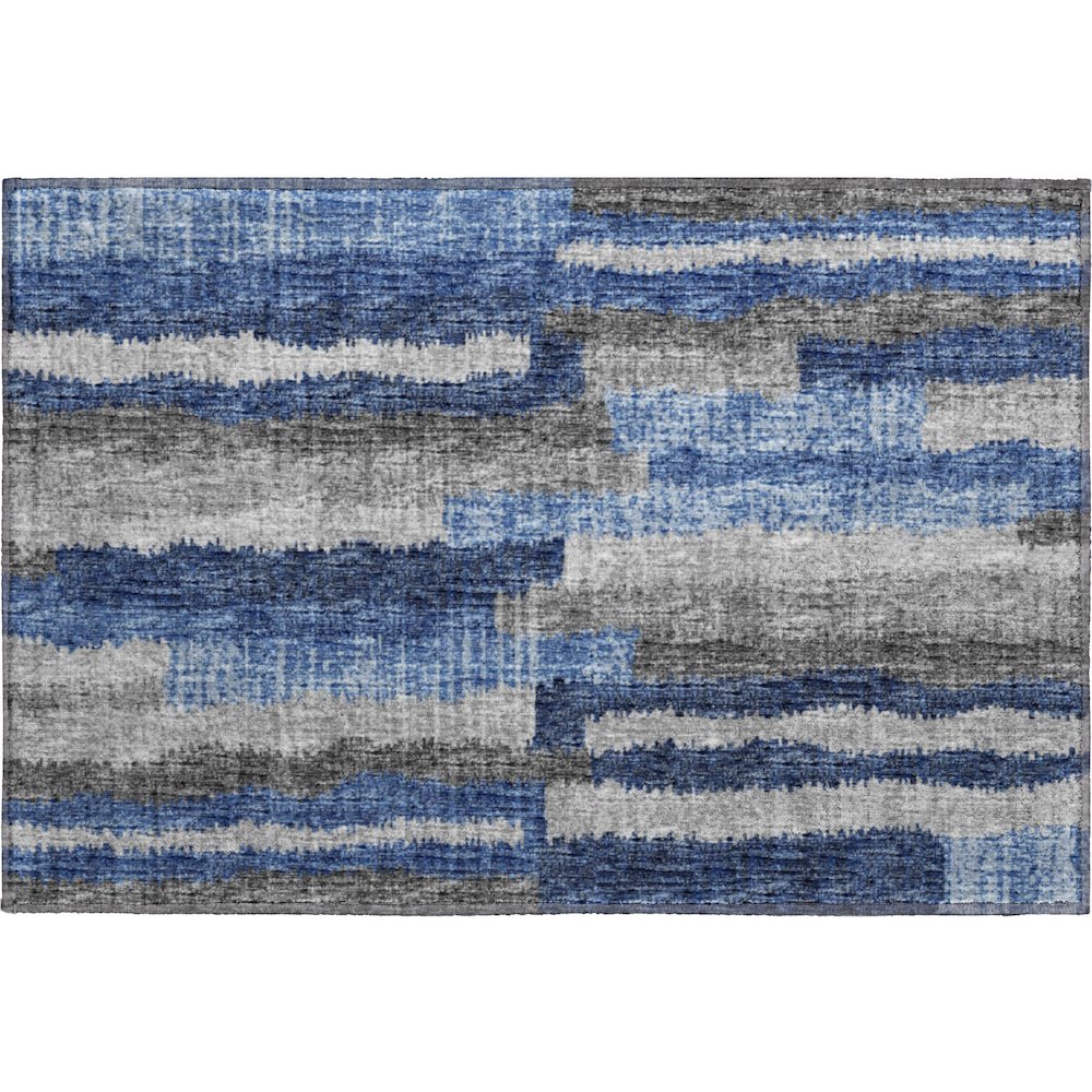 Premium Machine Washable Mayfield  Blue 1'8" x 2'6" Rug. Picture 1