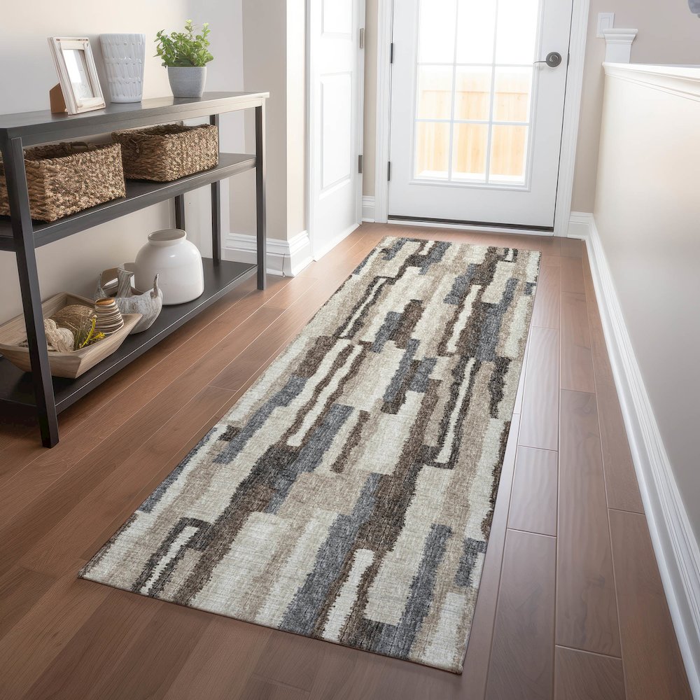 Premium Machine Washable Mayfield  Earth 2'3" x 7'6" Runner Rug. Picture 5
