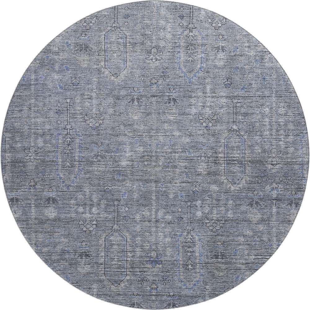 Premium Machine Washable Mayfield AMF790 Blue 8' x 8' Round Rug. Picture 1