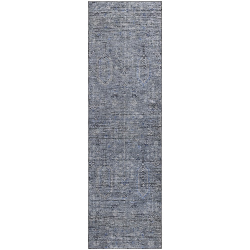 Premium Machine Washable Mayfield AMF790 Blue 2'3" x 7'6" Runner Rug. Picture 1