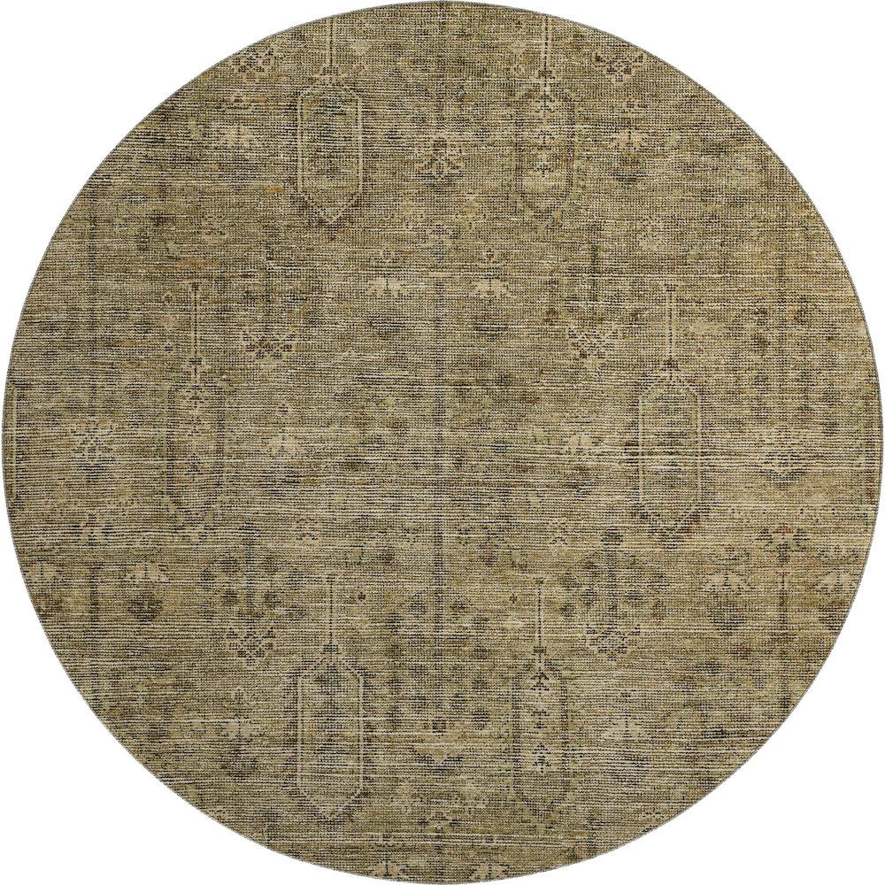 Premium Machine Washable Mayfield AMF790 Brown 8' x 8' Round Rug. Picture 1