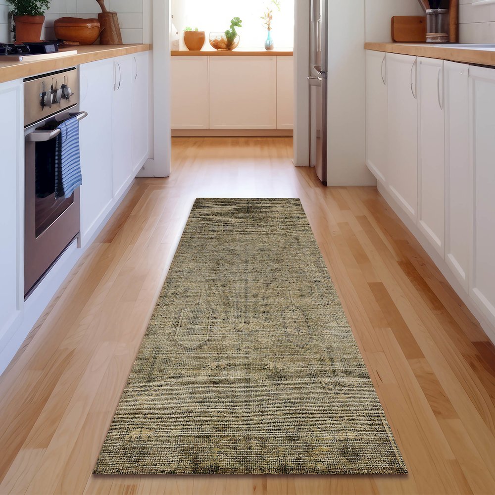 Premium Machine Washable Mayfield AMF790 Brown 2'3" x 7'6" Runner Rug. Picture 5