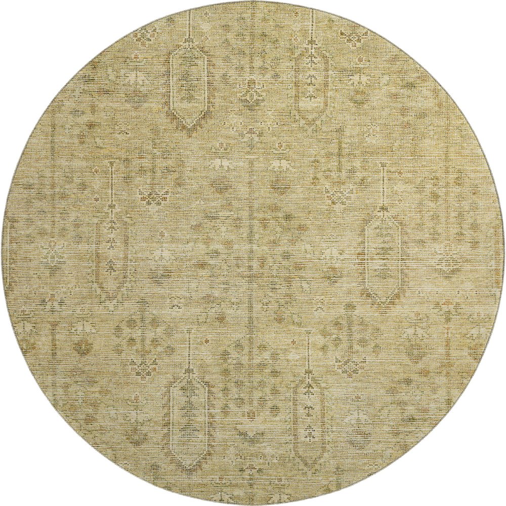 Premium Machine Washable Mayfield AMF790 Gold 8' x 8' Round Rug. Picture 1